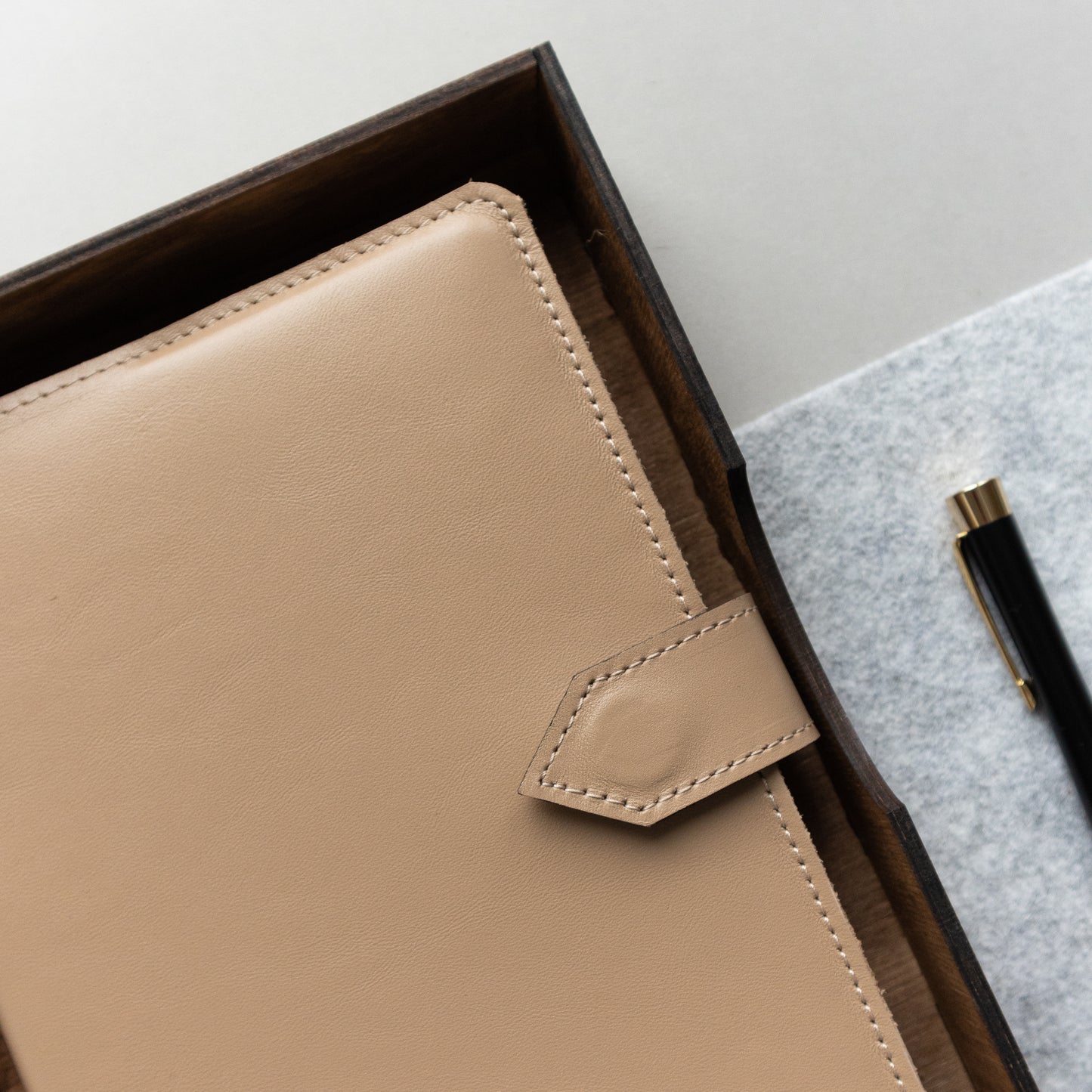 Elegant A5 Leather Notebook – Classic Beige