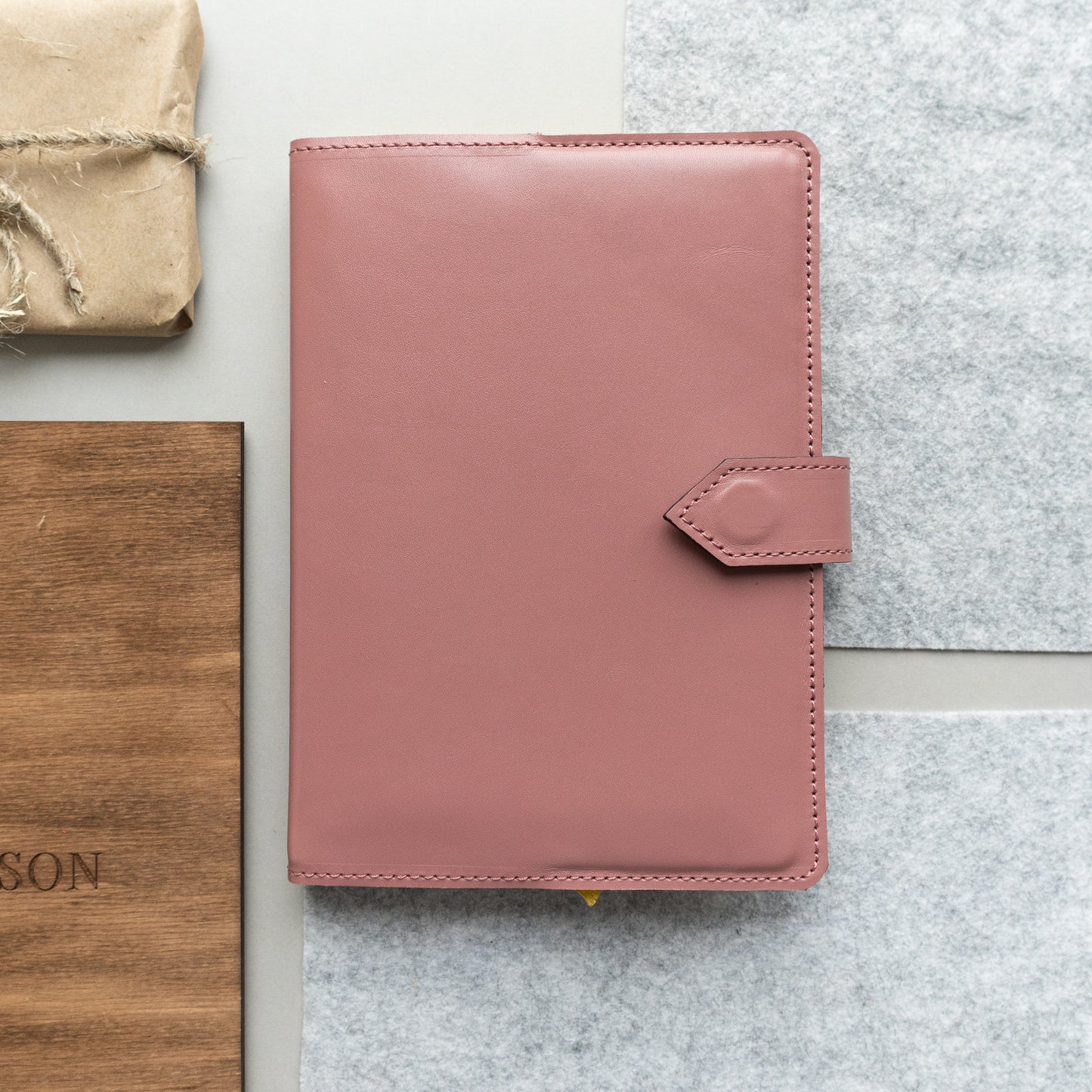 Elegant A5 Leather Notebook – Classic Pink