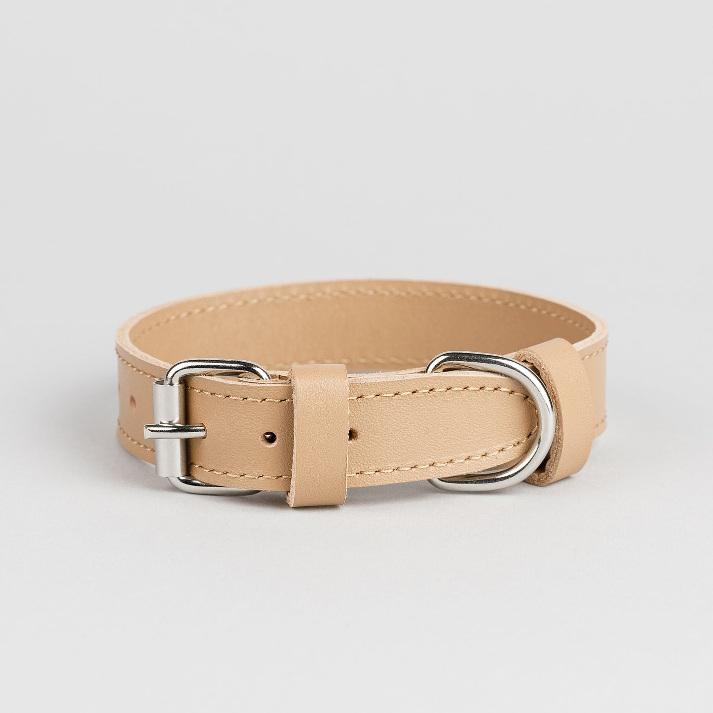 Premium Beige Leather Dog Collar