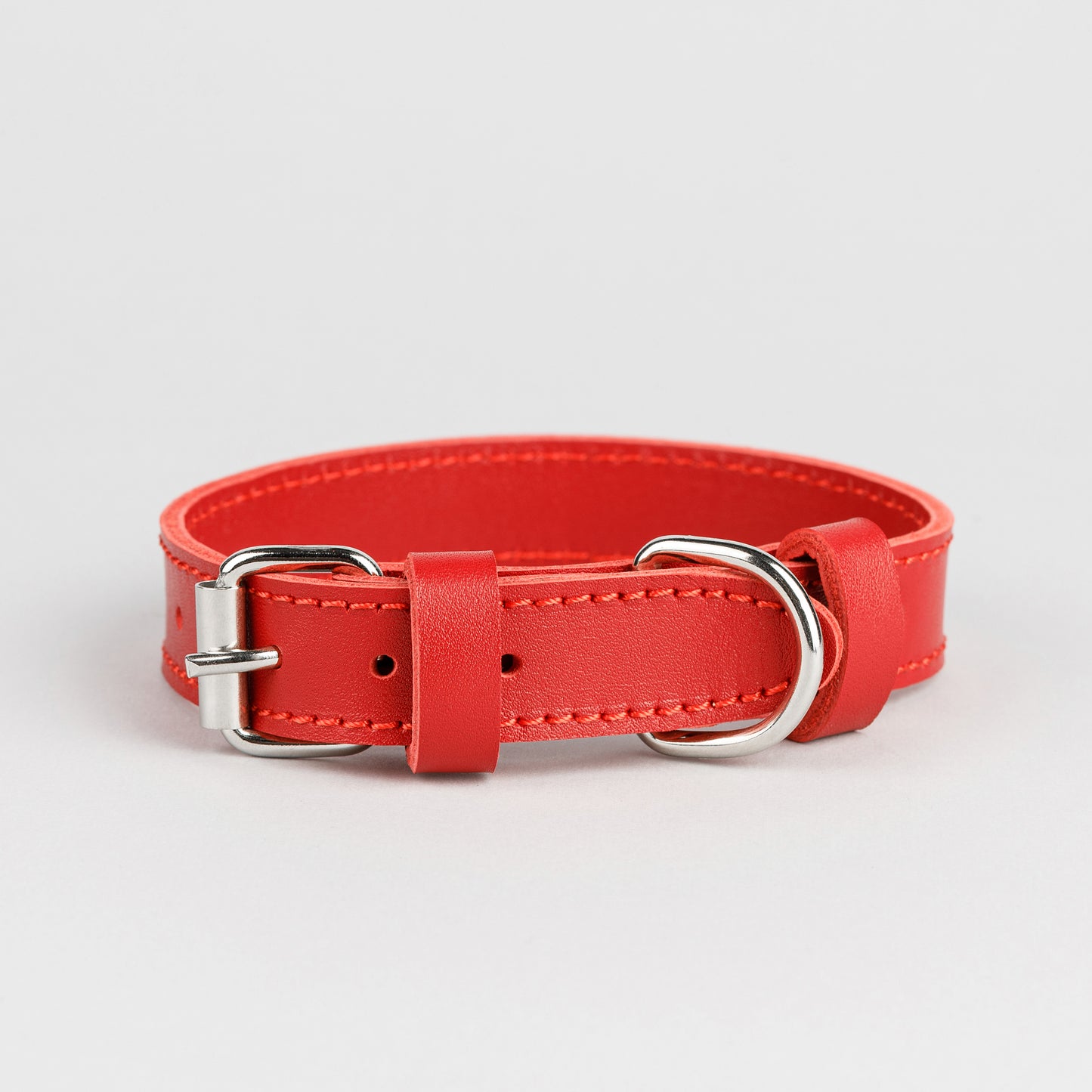 Premium Red Leather Dog Collar