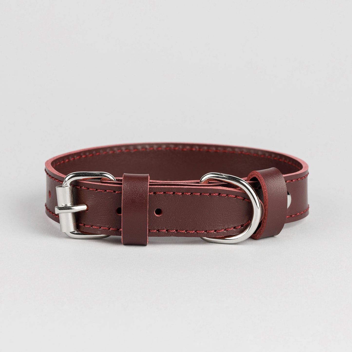 Premium Marsala Leather Dog Collar