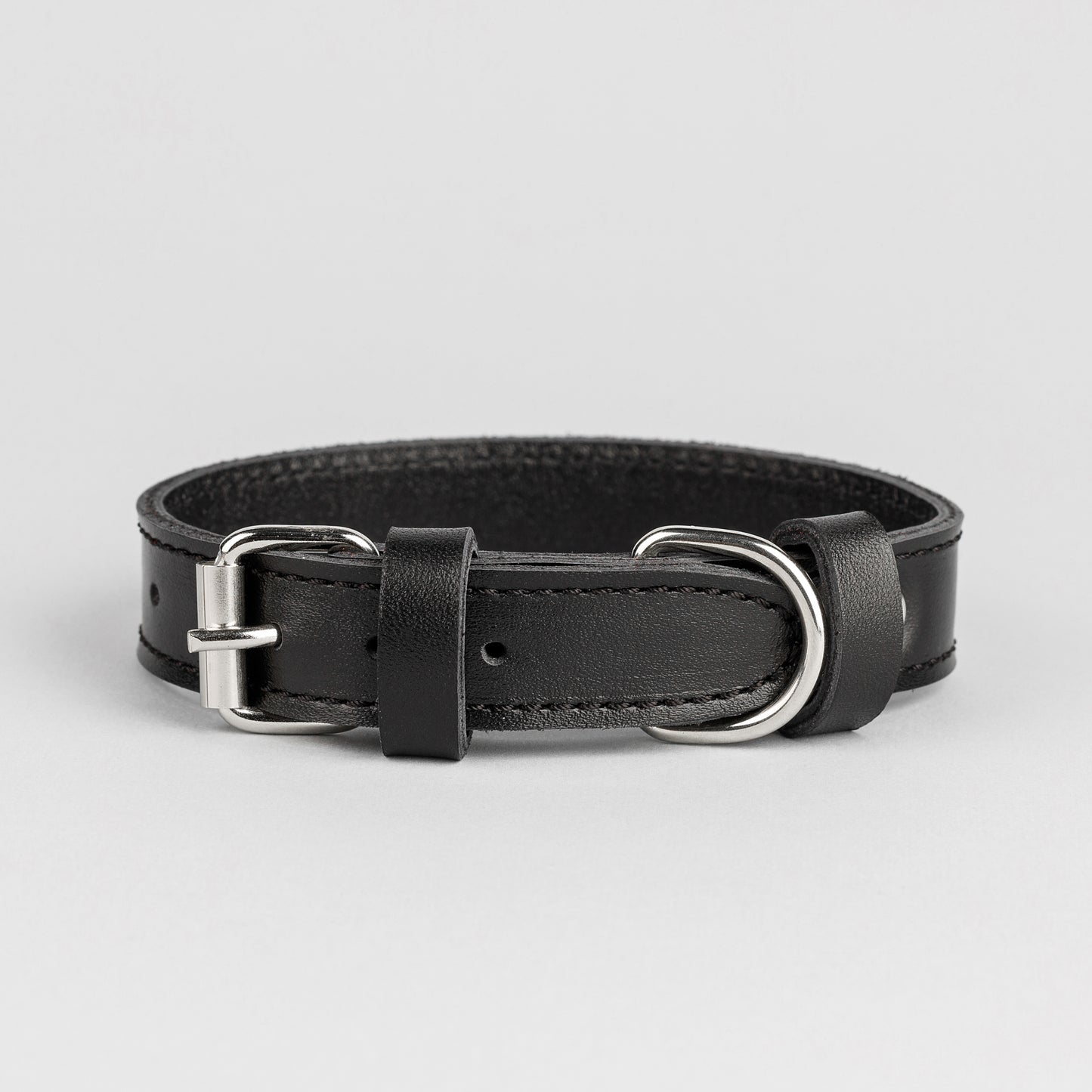 Premium Black Leather Dog Collar