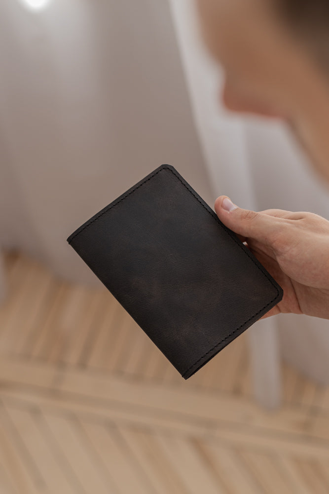 Leather Passport Cover Organizer – Royal Graphite