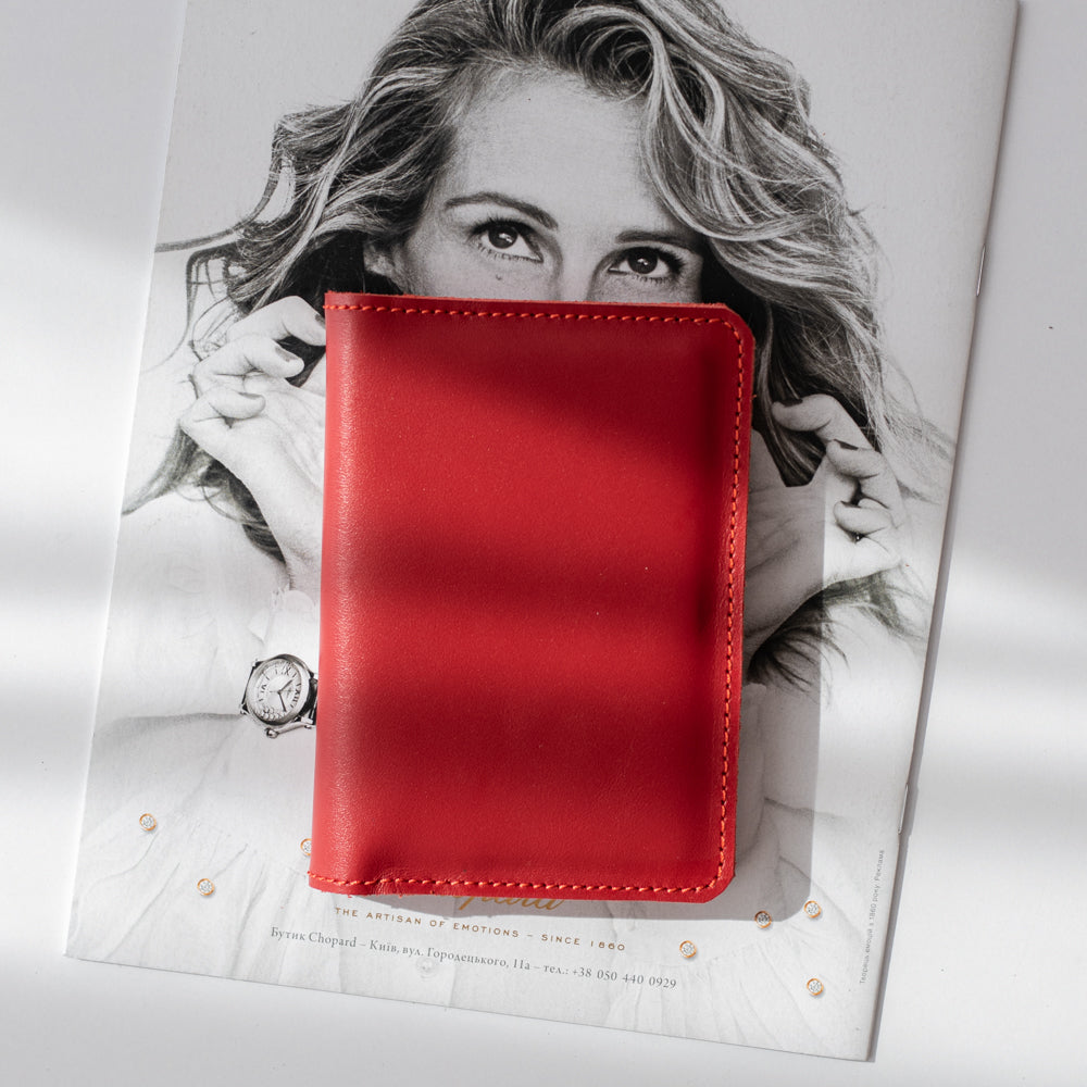 Soft Leather Passport sleeve for two passports - Red