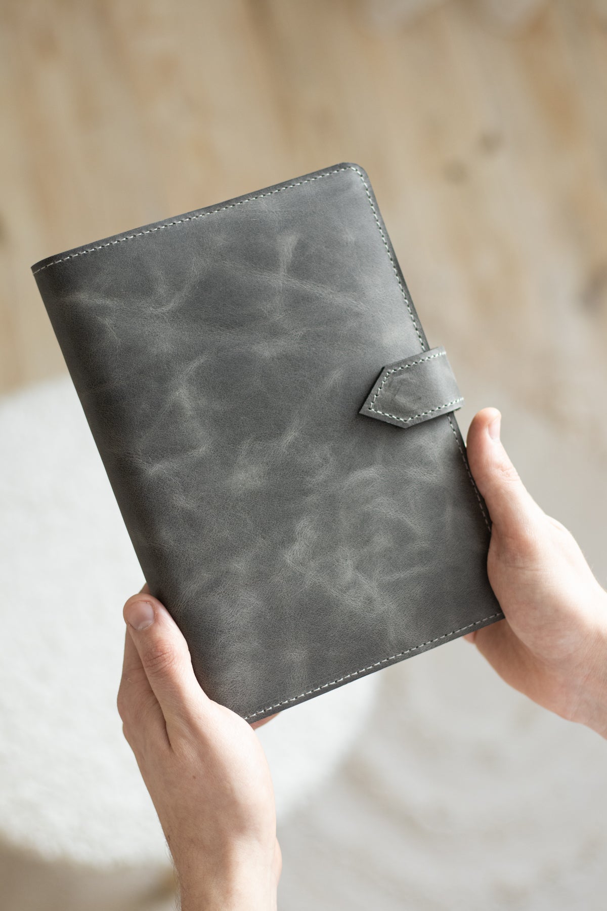 Elegant A5 Leather Notebook – Royal Silver