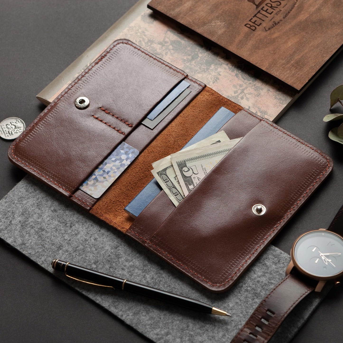 Monogram Leather Passport Sleeve - Cape Town Whiskey