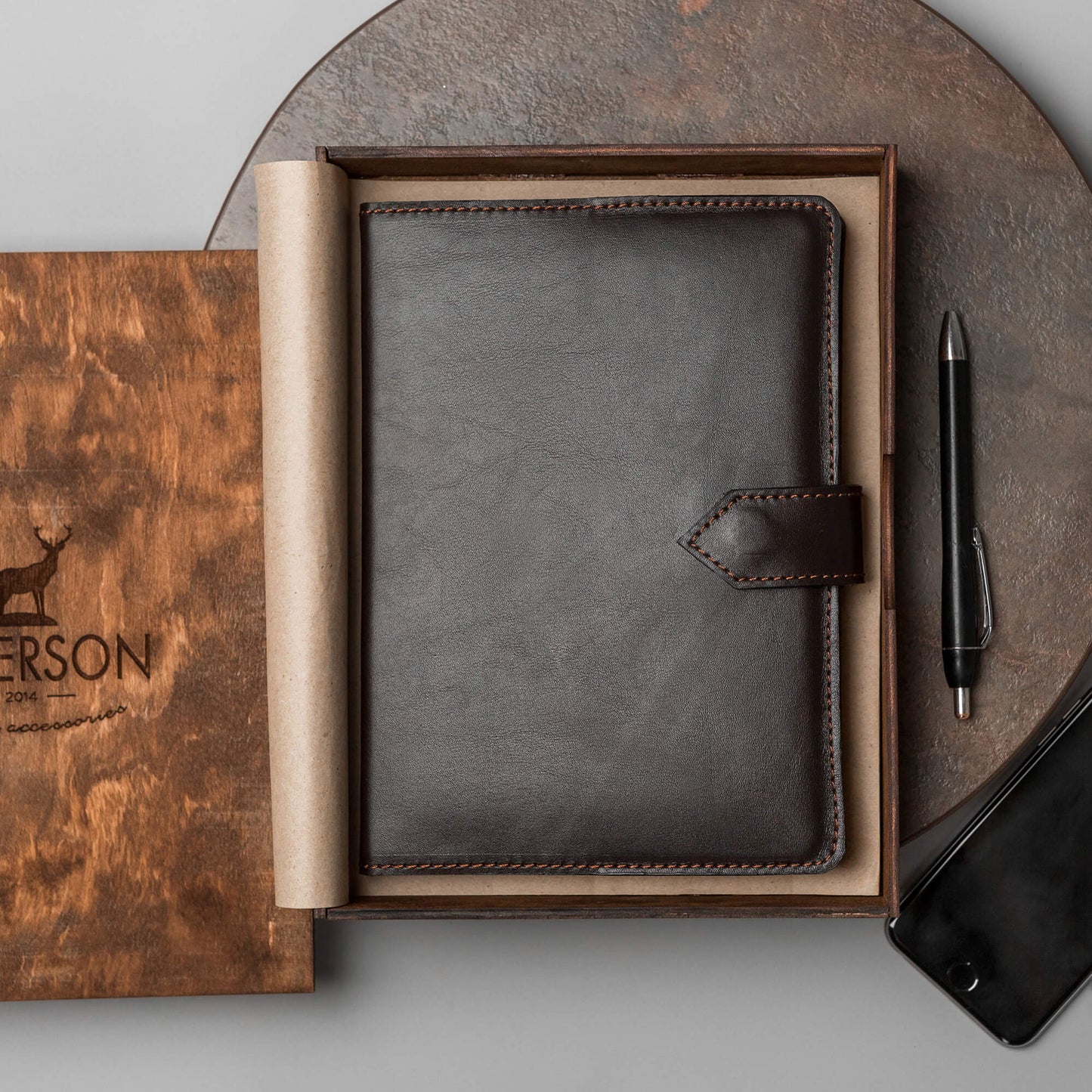 Elegant A5 Leather Notebook – Classic Brown