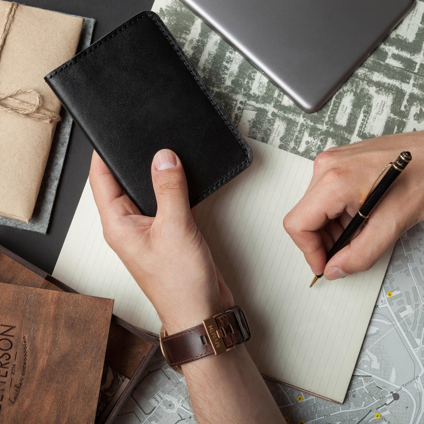 Leather passport Cover for Men – Black