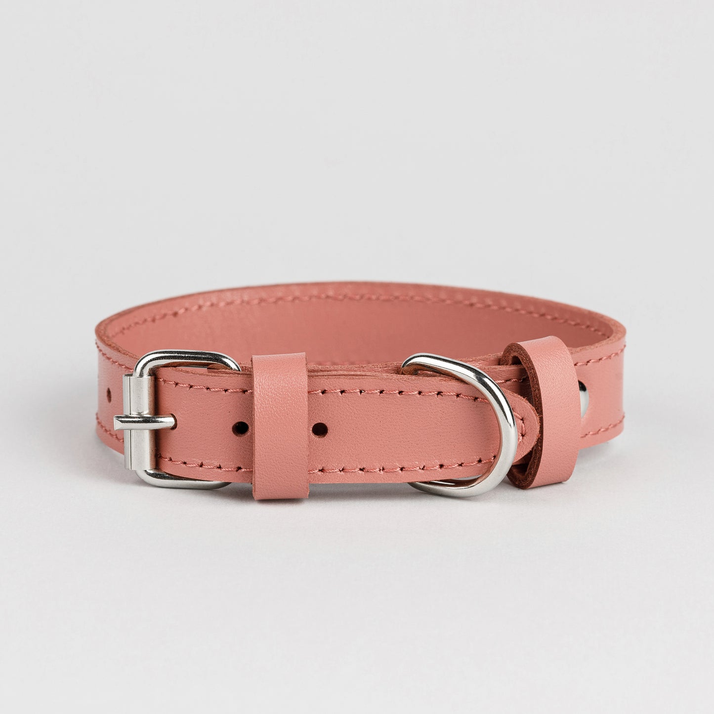 Premium Pink Leather Dog Collar