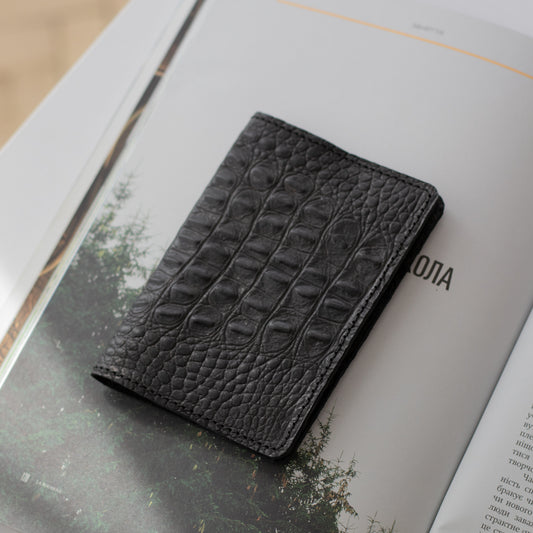 Premium Leather Passport Cover – Doco Croco Black